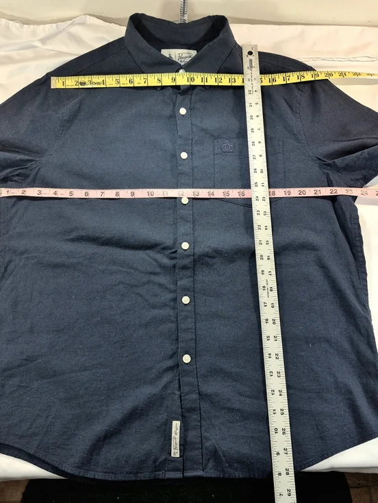 NWOT Original Penguin Short Sleeve Oxford Shirt - Dark Sapphire Blue L Cotton - Picture 6 of 11